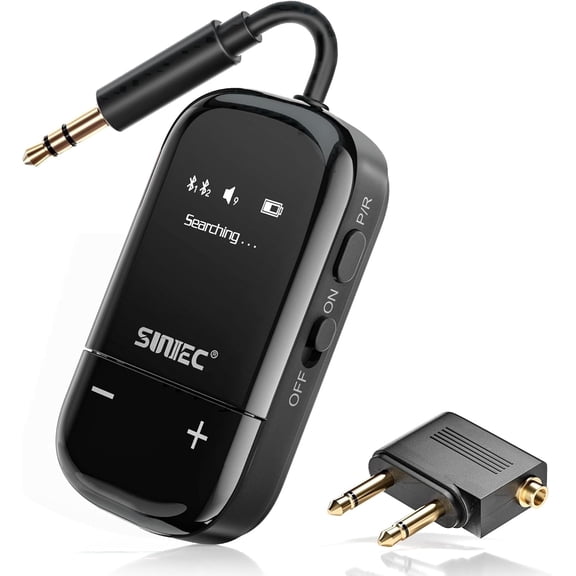 Bluetooth Airplane Adapter, Bluetooth Transmitter for Headphones, aptX Adaptive HD OLED AUX 30H Battery Dual Link for 2 Headphones, Airplane Travel Essentials