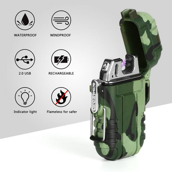 Dual Arc Electric USB Lighter Rechargeable Plasma Windproof Flameless Cigarette