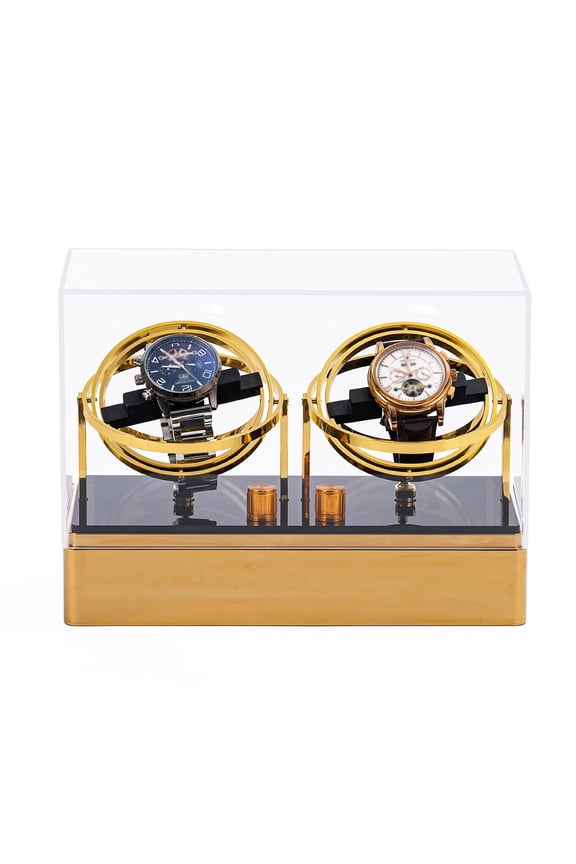 Dual Automatic Watches Winder, Double Watch Winder Box With LED Light & 4 Rotation Modes, 360-Degree Rotation & Anti-Magnetization, For Home Mechanical Watch Storage & Display