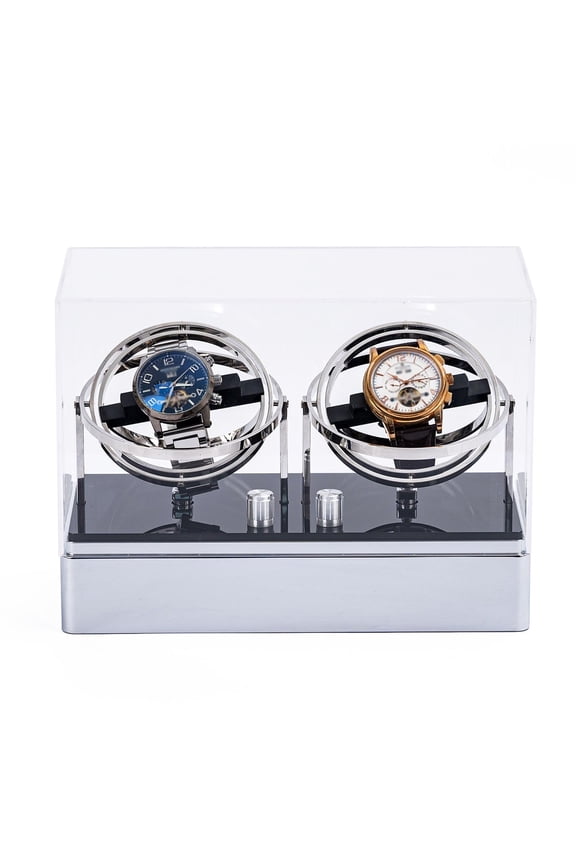 Dual Automatic Watches Winder, Double Watch Winder Box With LED Light & 4 Rotation Modes, 360-Degree Rotation & Anti-Magnetization, For Home Mechanical Watch Storage & Display