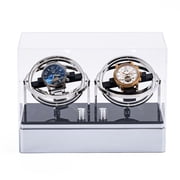 Dual Automatic Watches Winder, Double Watch Winder Box With LED Light & 4 Rotation Modes, 360-Degree Rotation & Anti-Magnetization, For Home Mechanical Watch Storage & Display