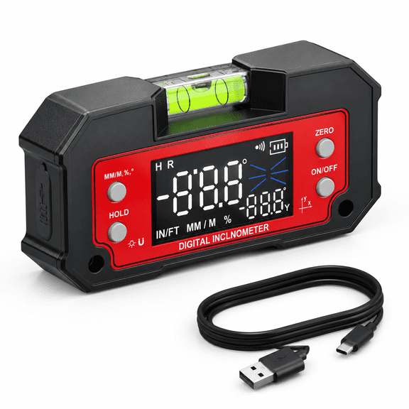 Dual Axis Digital Angle Finder Tool with Magnetic Base, 5.24 x 3.78 x 1.46 in