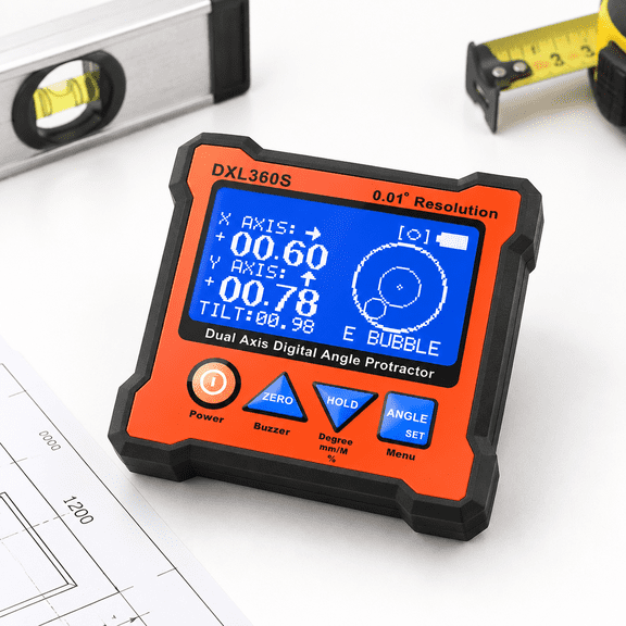 Dual Axis Digital Angle Protractor Level Gauge 2-in-1 LCD Inclinometer with Magnetic Base