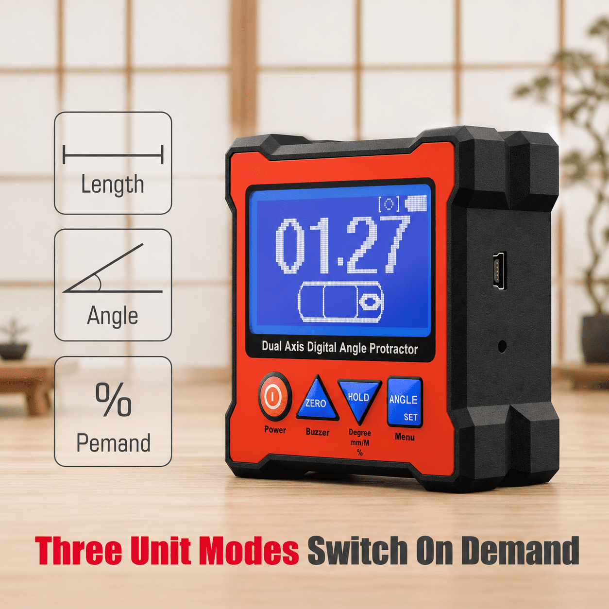 Dual Axis Digital Angle Protractor Level Gauge 2-in-1 LCD Inclinometer ...