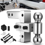 SPEEDWOW Adjustable Trailer Hitch, 12500 lbs GTW-Tow Hitch Fits 2 Receiver, 6 Drop/Rise Aluminum Ball Hitch with Two Anti-Theft Lock & Dual-Ball2&2-5/16