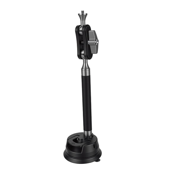 Dual Ball Head Camera Suction Cup Mount with Articulating Arm and Extension Rod 1/4 Inch Screw for Car Window Action Camera Mounting, 6.1 in / 15.5 cm Length, 360 Degree Rotation
