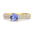 thumbnail image 1 of Dual Band 0.10 Ctw Tanzanite 925 Sterling Silver Gold Vermeil Stacking Women Valentines Day Gifts Ring, 1 of 3