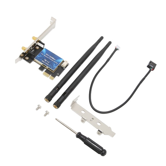 Dual Band PCIe Wireless Adapter card with 5dBi High Gain Antennas Desktop PC AC1300 Network Card 2.4GHz 5GHz Dual-Band Bluetooth 4.1 PCI-E Network Adapter Interface Compatible with Windows 10 8.1 7
