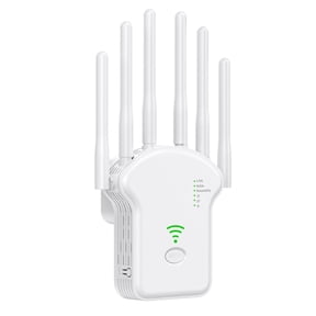 Dual Band Wifi Range Extender Signal Booster, 1200Mbps 2.4G & 5G Wireless Repeater With Lan Port, Universal Router Compatible Amplifier, Long Coverage Expander for Home and Office,White