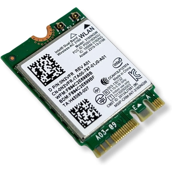 Pre-Owned Dell Intel 3160NGW Dual Band Wireless-AC WiFi Bluetooth Card OEM - 0N2VFR