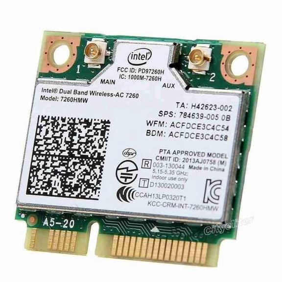 Dual Band Wireless-AC 7260HMW WiFi Bluetooth 4.0 Card, Mini PCIe 802.11ac Laptop Network Adapter, 2.4G/5Ghz, 867Mbps