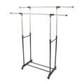 thumbnail image 1 of Dual-Bar Expandable Clothes Rack w/Shoe Shelf - Heavy-Duty Steel & PP, Space-Saving for Indoor/Outdoor, 1 of 7