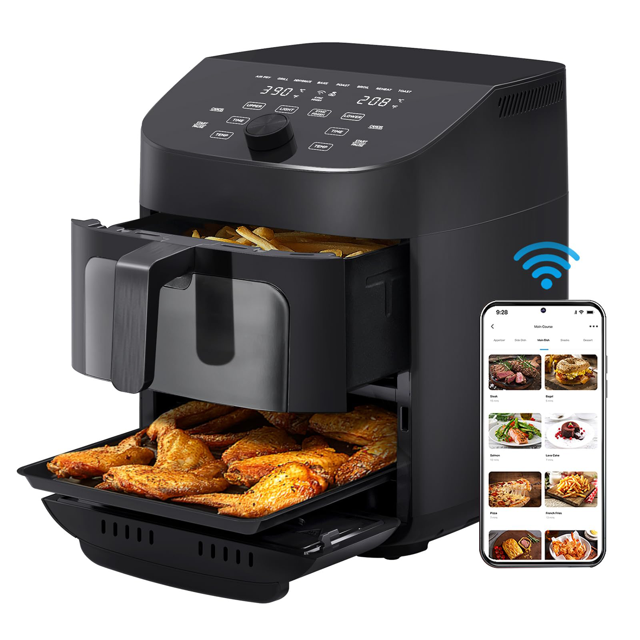 Dual Basket Air Fryer Oven 11Quart 8in1 Function, Transparent Window