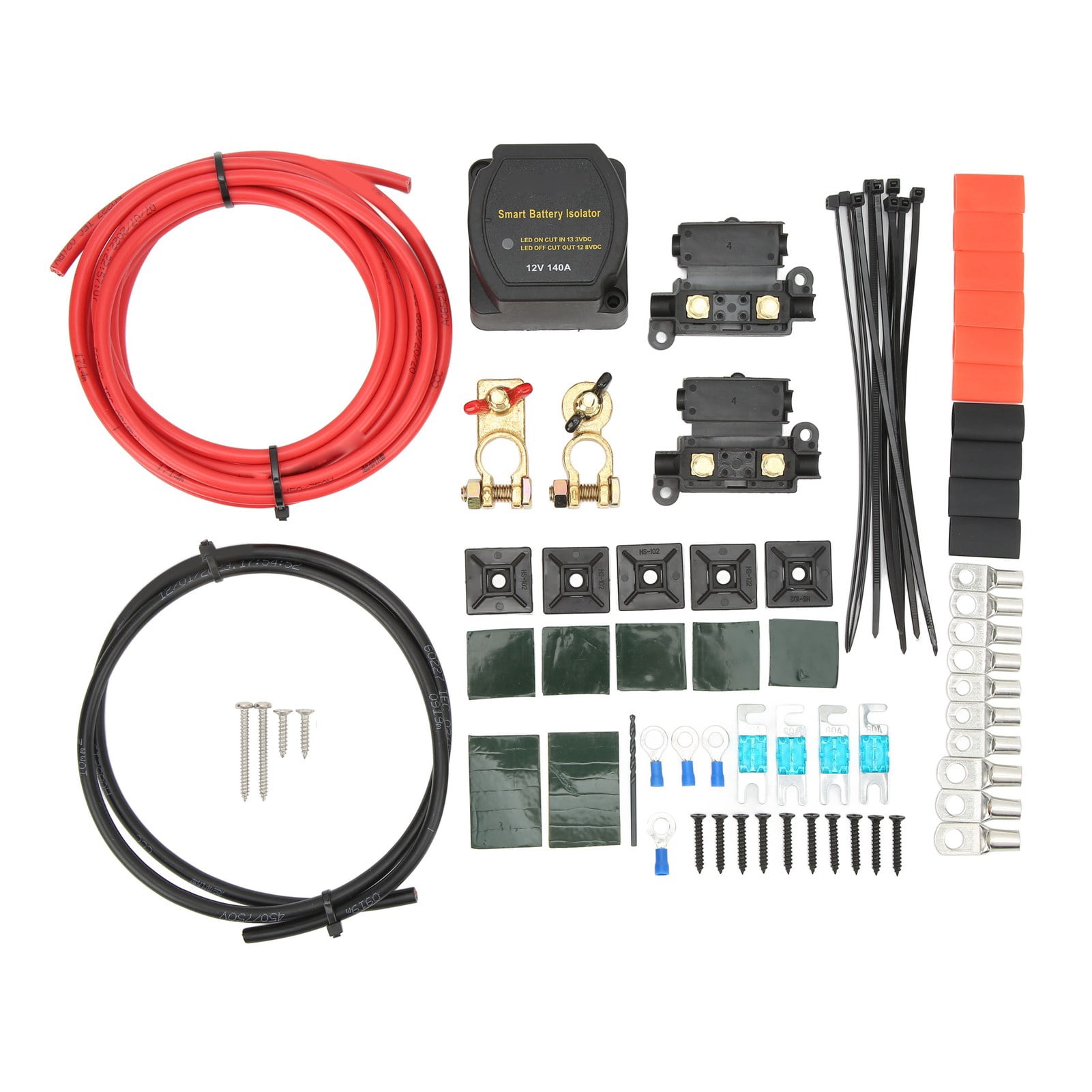Dual Battery Isolator Kit 140 AMP 12V High Low Voltage Protection
