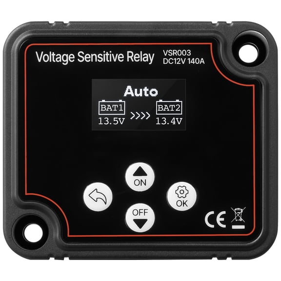 Dual Battery Manager with LCD Screen: 12V 140Amp VSR Isolator Supports Lithium&Lead-Acid, for RV, Truck, Boat,&Power Systems