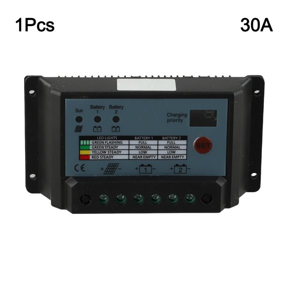 Dual-Battery Solar Charge Controller 10A /20A /30A For Pwm 12V /24V With Display Abs 30A Smile Home