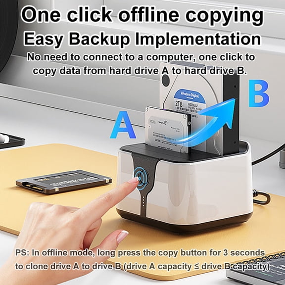 Dual Bay HDD Docking Station One Click Offline Clone SATA to USB 3.0 HDD Docking Station for 2.5/3.5inch SSD HDD US Plug