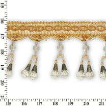 Dual Beaded Rhinestone Tassel Fringe 4.75" Wide Polyester Trim Sold By The Yard - Yellow