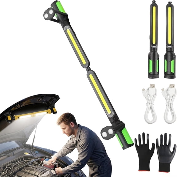Dual Beam Split Magnetic Work Light, Ultra-Bright Rechargeable Magnetic LED Work Light, High Magnetic Under Hood Works Lights Bar with Hooks for Car Repair, Inspection, Emergency, Tool Gift