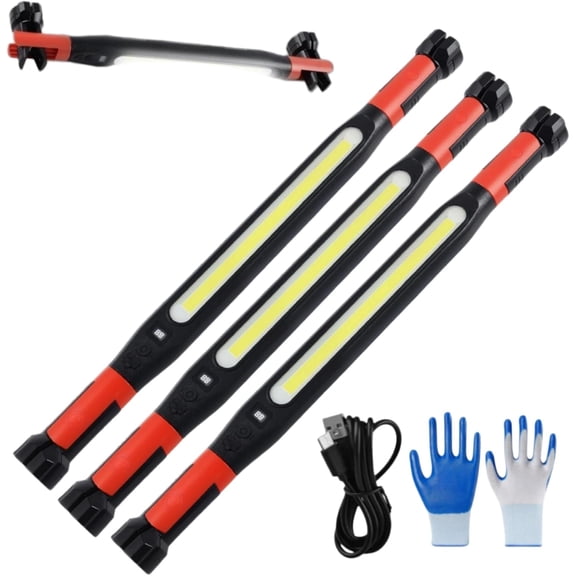 Dual Beam Split Pro Magnetic Work Light, 3000LM Magnetic Rechargeable LED Work Light for Mechanics, 360° Under Hood Work Llight Bar for Roadside Repairs, Garage Work, Emergency (3PC)