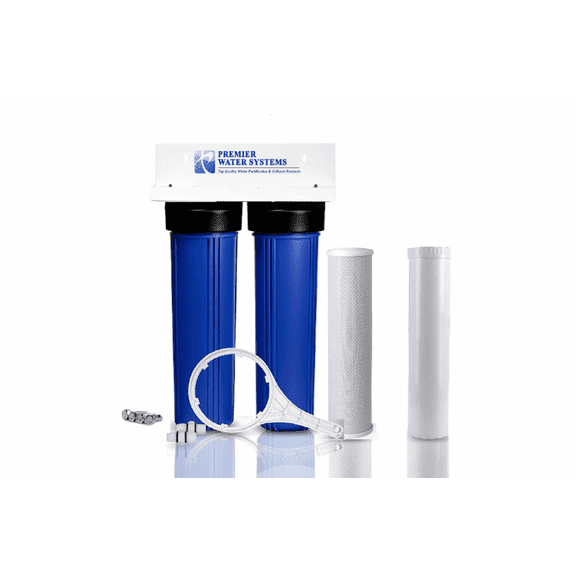 Dual Big Blue Water Filtration System 4.5" x 20" + Filters | Fluoride Removal