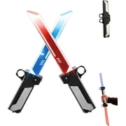 Dual-Blade Sword| Reversible Hilt 2-in-1 Red/Blue Light Sword| Swing-to-Extend Plug-in Retract Retractable Blade Fidget Toy Cosplay Prop & Collector s Item Valentines Day Gifts for Him 1set