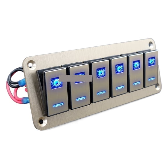 Dual Blue LED Lights Universal Car Switch Panel 12V Accessories For Marine Boat Caravan RV Metal Material ,Rv Camper Accessories