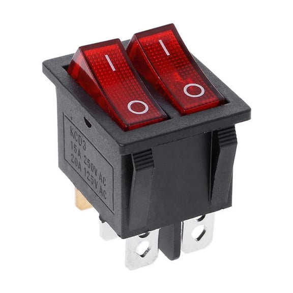 Dual Boat Rocker Switch 6 Pin On-Off With Green Red Light 20A 125V AC