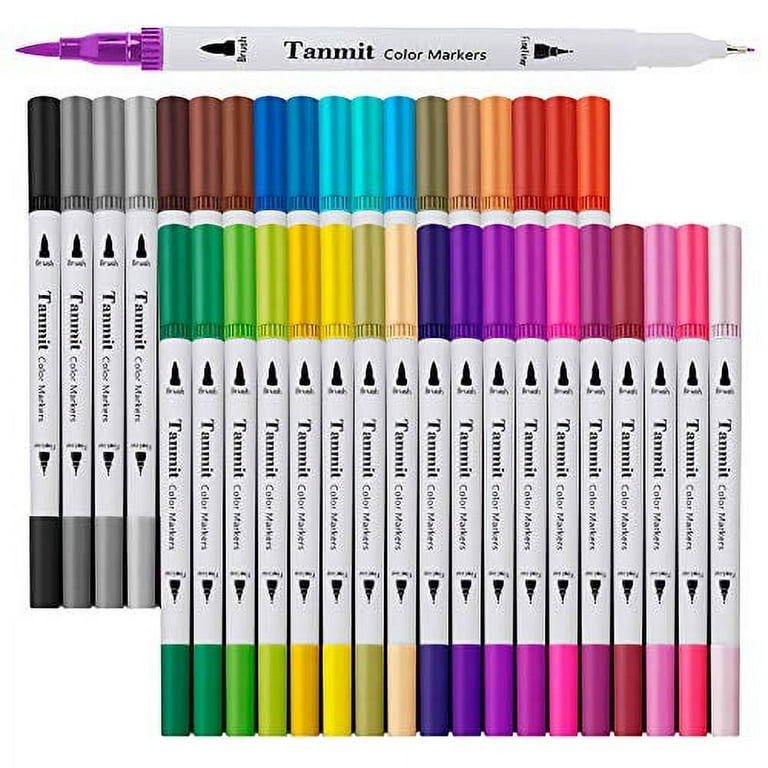  ParKoo Dual Brush Art Markers Pens for Adult Coloring Books,  24 Artist Colored Marker Set, Fine & Brush Tip Art Supplies for Journaling  Note Taking Writing Planning : Arts, Crafts