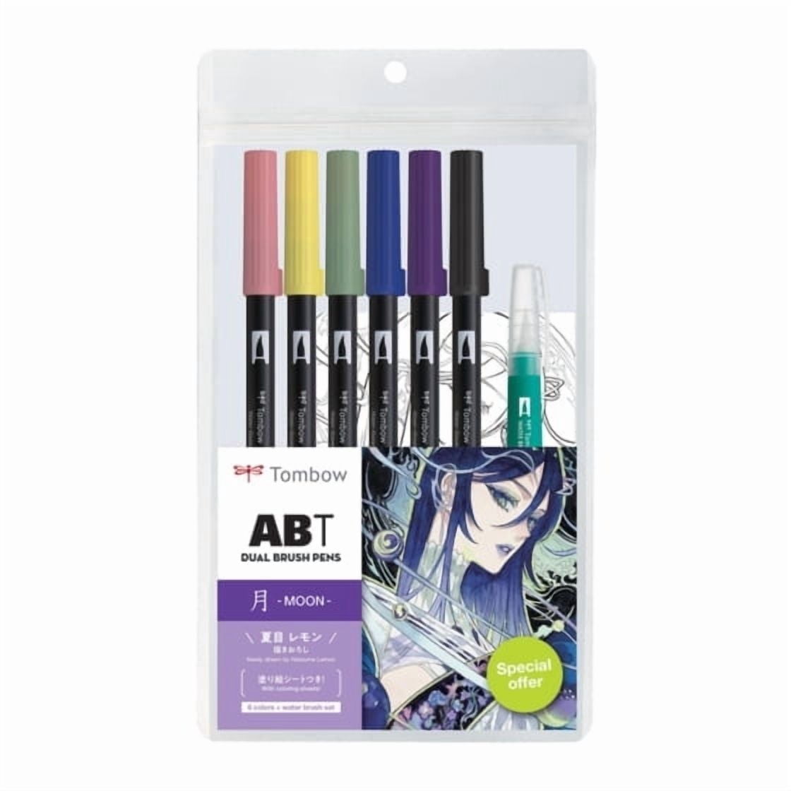 Tombow 72563 Dual Brush Pen Art Markers, Manga Illustration, Moon 6-Pack