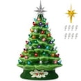 thumbnail image 1 of Best Choice Products 15in Hand-Painted Ceramic Christmas Tree, Pre-Lit w/2 Star Toppers, 128 White/Multi Lights - Green, 1 of 8