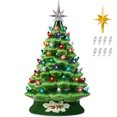 thumbnail image 1 of Best Choice Products 15in Hand-Painted Ceramic Christmas Tree, Pre-Lit w/2 Star Toppers, 128 White/Multi Lights - Green, 1 of 7