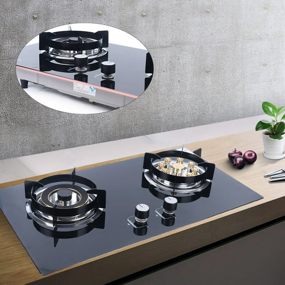 Dual Burner Gas Cooktop, 4.2KW & 5.2KW Power, Flameout and Anti-Backfire Protection, Electronic Pulse Ignition, Black
