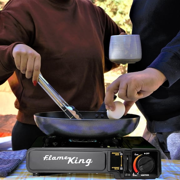 Dual  Butane & Propane Gas Camping Stove with Single Burner, Portable and Great for Outdoor Cooking, Backpacking