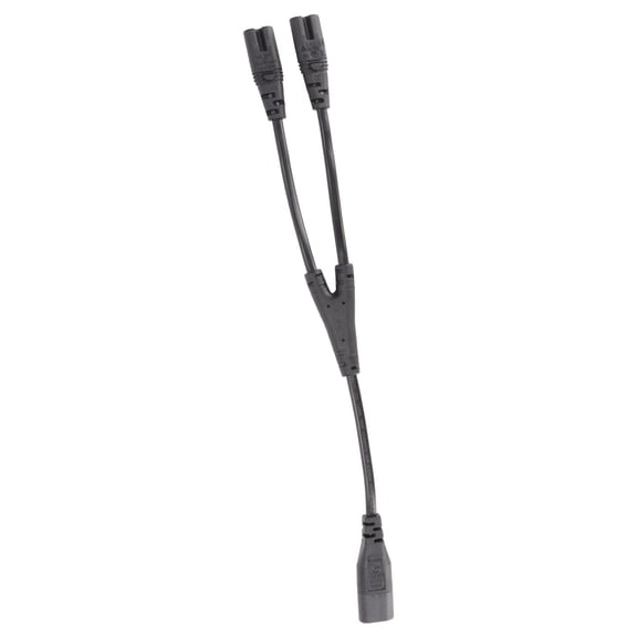 Dual C7 Power Cord, C8 Male To Female Y Adapter, 0.<span Style="background:red"></span> Length, 1500W Rated, Clean Setup