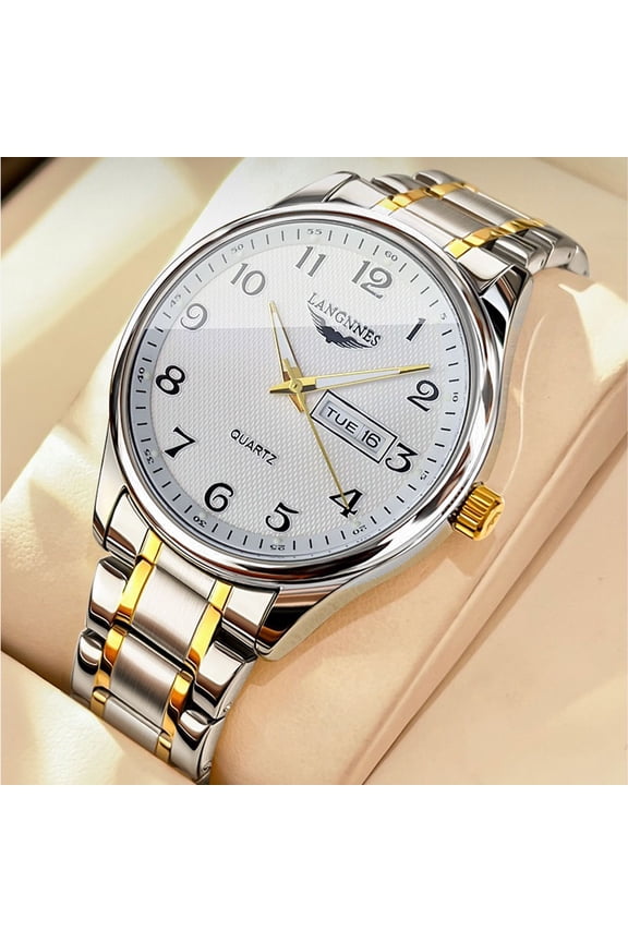 Dual Calendar Week Men's Watch Quartz Watch Non-Mechanical Fashion Brand High-End Business Men's Watch