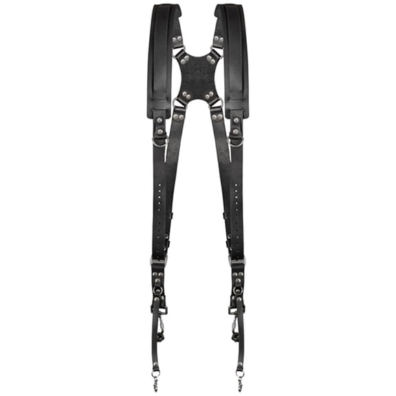 Dual Camera Shoulder Harness, Faux Leather Adjustable Camera Strap For DSLR & Mirrorless, Cross-Body Support Belt For Outdoor Photography,Black