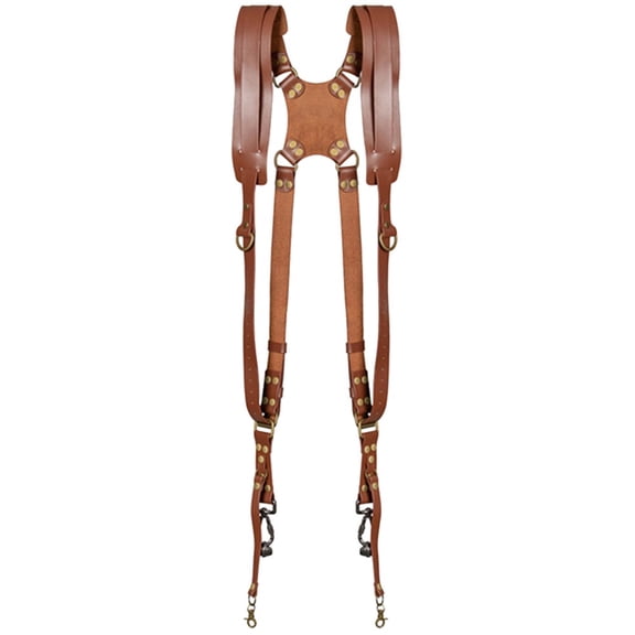 Dual Camera Shoulder Harness, Faux Leather Adjustable Camera Strap For DSLR & Mirrorless, Cross-Body Support Belt For Outdoor Photography,Dark Brown