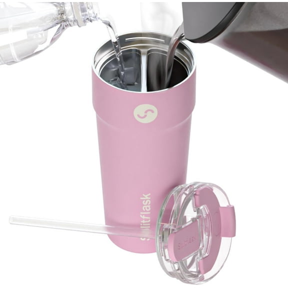 Dual‑Chamber 30‑oz Travel Mug – Vacuum Insulated Stainless‑Steel Hot & Cold Tumbler, Leak‑Proof Lid, Cup‑Holder Friendly, BPA‑Free.