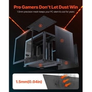 Dual Chamber Mid Tower Gaming PC Case with Tempered Glass Panels Magnetic Dust Filter Cable Management Supports 410mm GPU ATX M-ATX ITX Motherboards No Fan Included