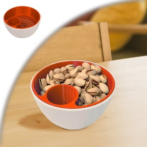 Dual-Chamber Pistachio Bowl with Shell Storage, Peanut Bowl with Shell Holder, Durable Snack Serving Bowl for Pistachios, Peanuts, Hazelnut, Nuts Fruits