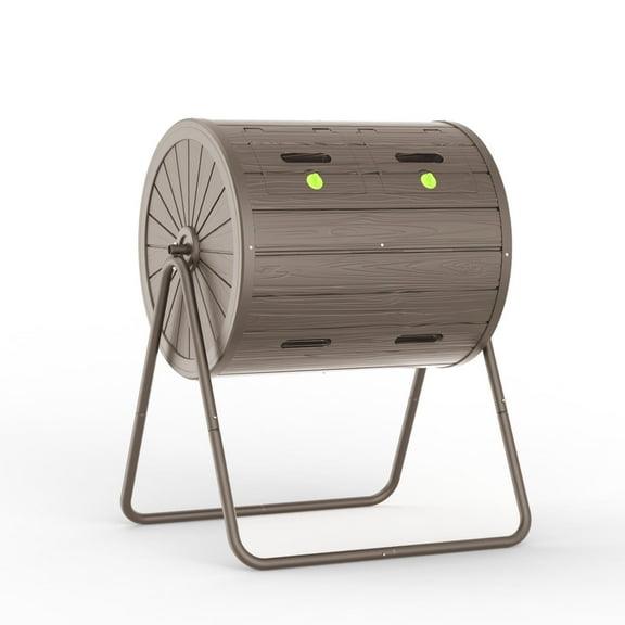 EasyUp Dual Chamber Tumbling Composter 43 Gallon Large Outdoor Tumbling Composter Efficient Batch Composting Easy Turn Design