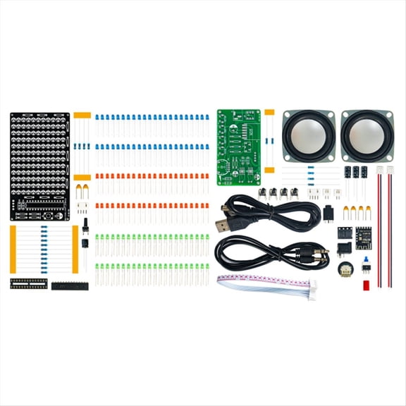 Dual-Channel Bluetooth Speaker Music Spectrum DIY Kit Welding Production Practice Circuit Board Parts WK-56-90,1 set of two-channel Bluetooth speaker DIY kit + speaker