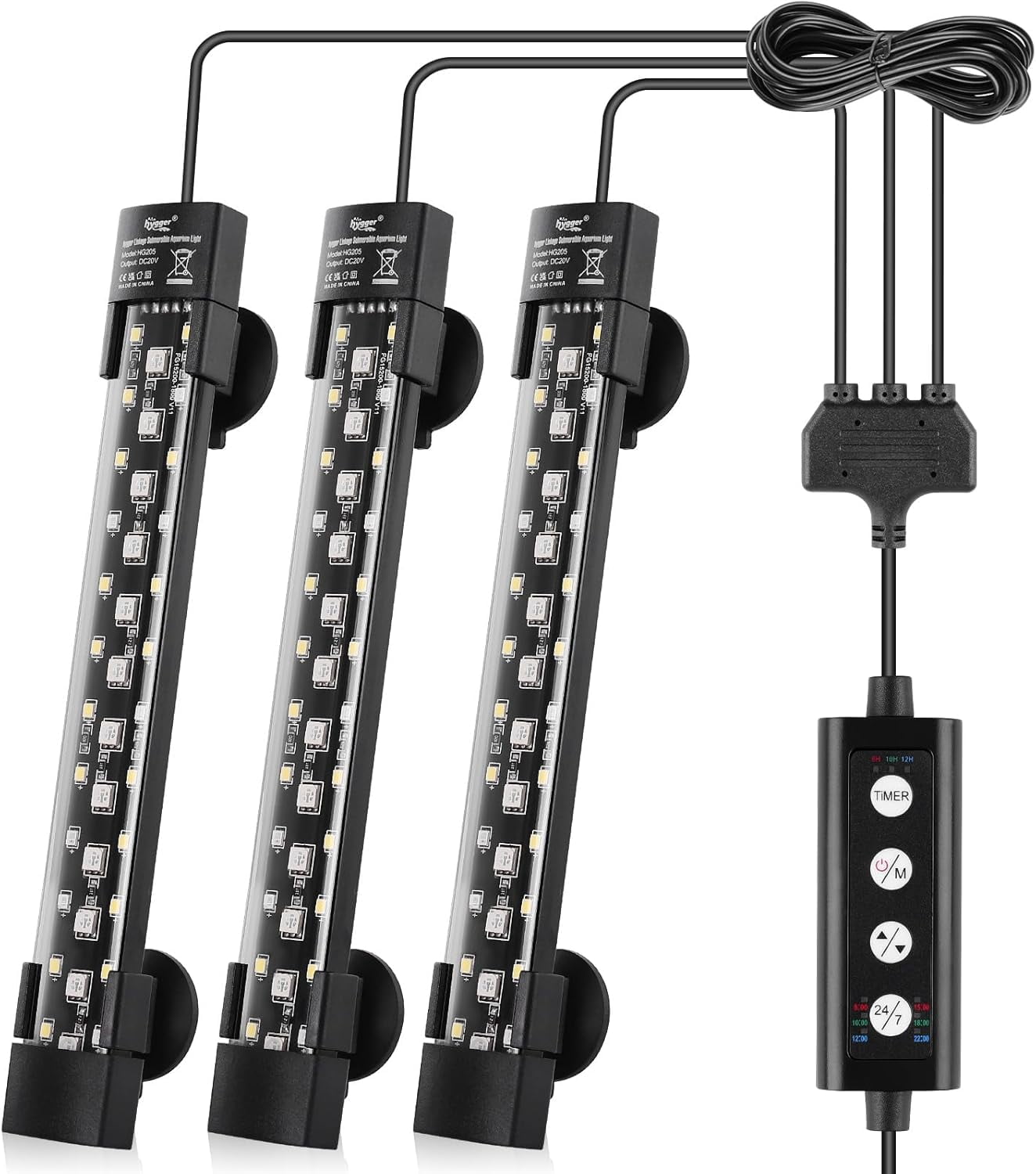 Dual-Channel Controller Submersible Aquarium LED Light 24/7 Mode Full ...