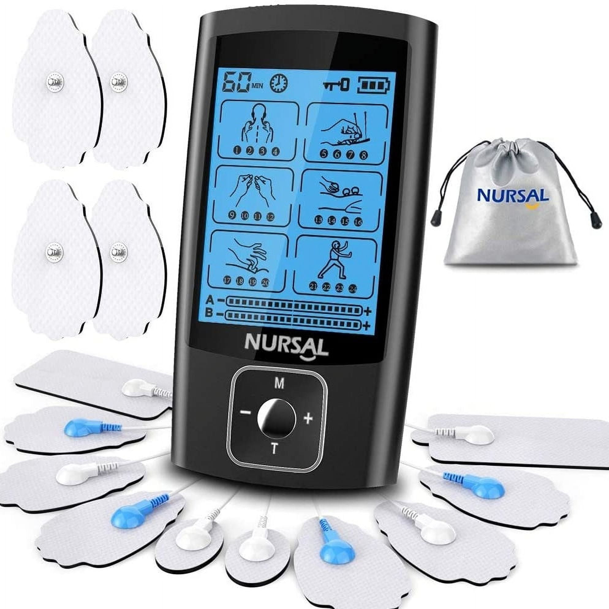 AccuRelief TENS Unit Muscle Stimulater Pain Relief System - Electric Muscle  Stimulator with Electrodes for Neck, Back, and Full Body, White and Blue
