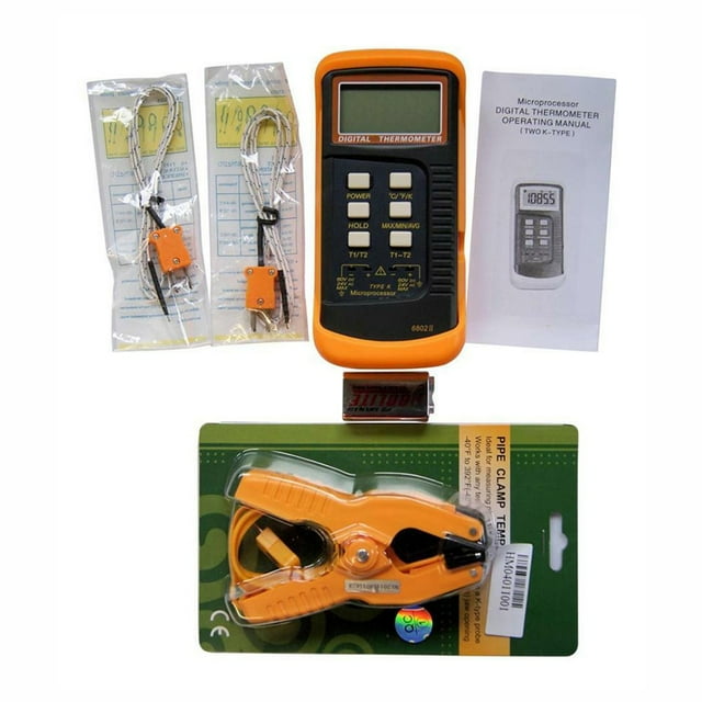Dual Channel K Type Digital Thermocouple Thermometer 6802 Ii, + Pipe