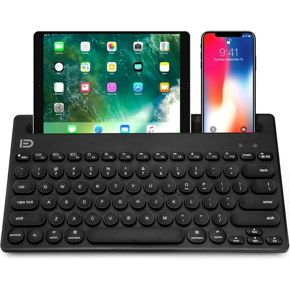 Dual Channel Multi-Device Universal Cute Wireless Bluetooth Keyboard Portable Slim with 20m Connection Distance for Tablet Smart Phone PC Windows Android iOS Mac (Pink)