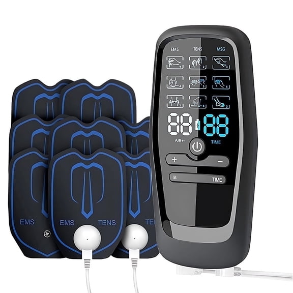 Dual Channel Pulse Massager with 8 Reusable Electrode Pads 9 Modes,Wireless