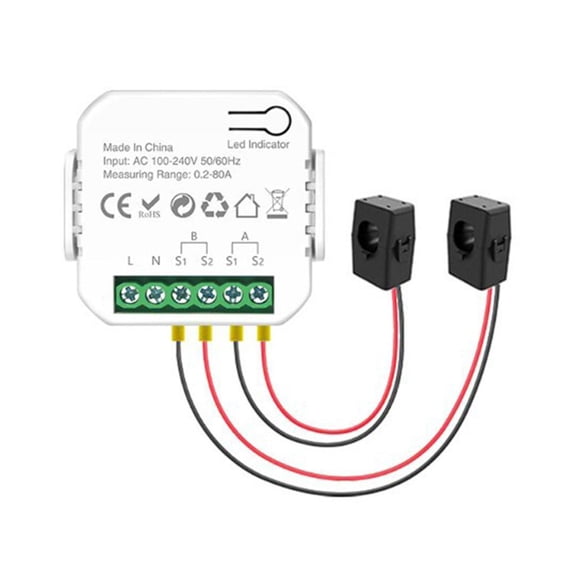 Dual Channel Smart WiFi Energy Monitor, Real Time Electricity Usage Meter with 2 Clamp Sensors, Track Home Power Consumption, Bi-Directional for Solar Systems, Works with App