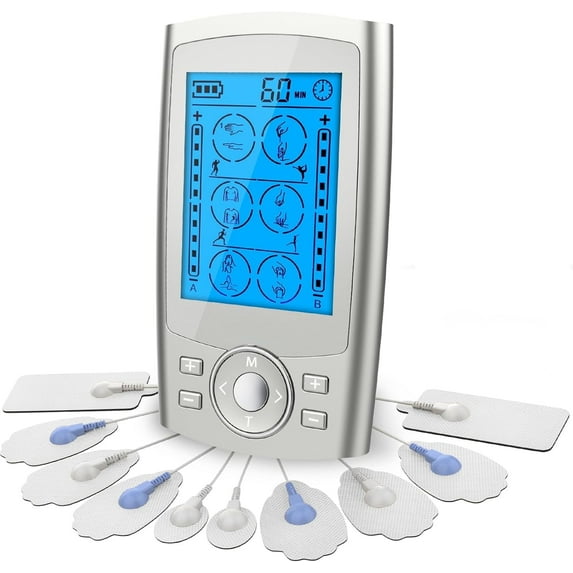 Dual Channel TENS EMS Unit 24 Modes Muscle Stimulator for Pain Relief Therapy, Electronic Pulse Massager Muscle Massager with